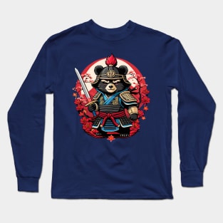 Japanese Samurai Bear Tattoo, Kawaii Ninja Bear Long Sleeve T-Shirt